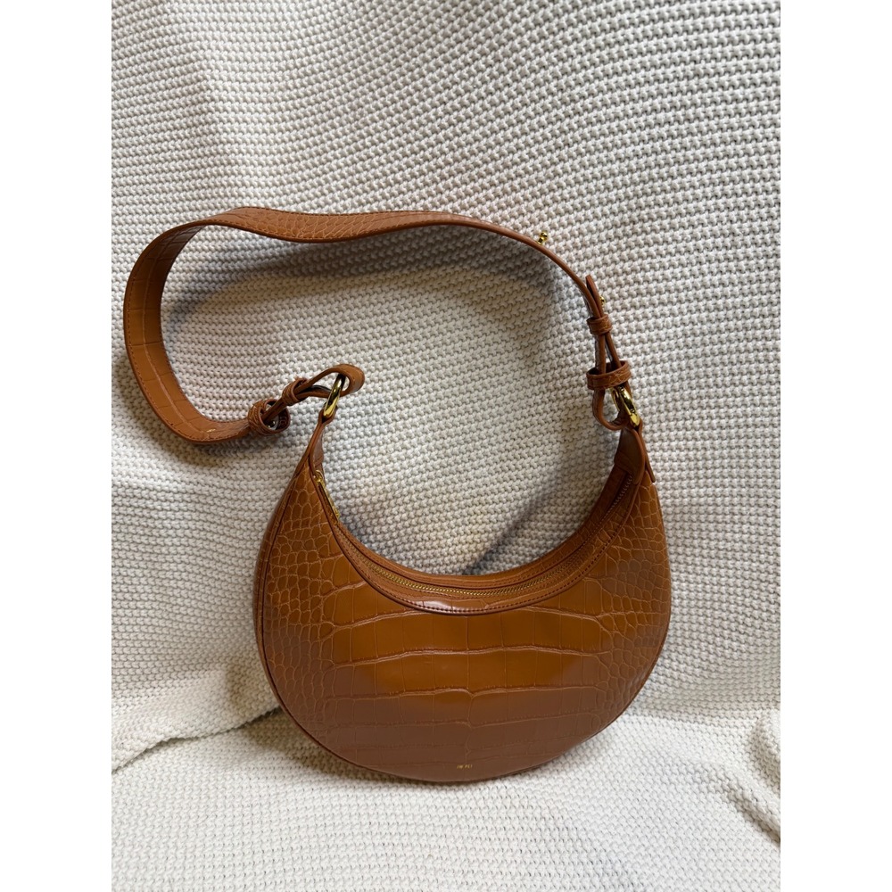 JW PEI Carly Saddle Bag Brown Croc Embossed Vegan Leather Shoulder Bag GWLPJC